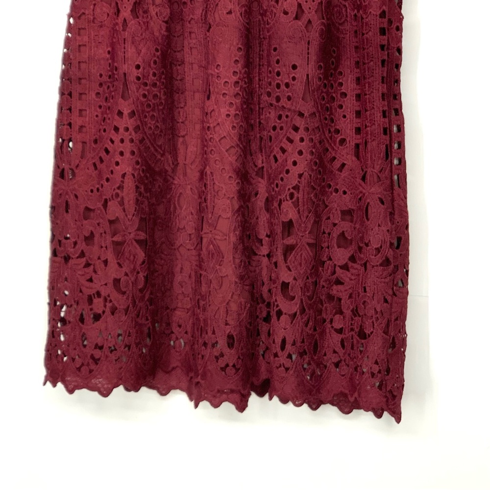 Altard' State Burgundy Eyelet Lace Fit & Flare Dress Size Medium Sleeveless - Picture 4 of 11